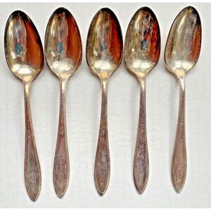 5 Rogers Bros 1847 Debutante Silverplate Antique Vintage Teaspoons Silverware